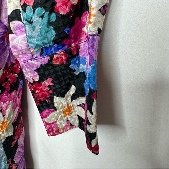 PINKO Floral Sleeved Sheath Mini Silk Dress in Size Large (44) - Picture 4 of 8